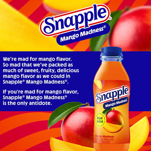 16 oz 6 pack Snapple Mango Madness, fl recycled plastic bottle
