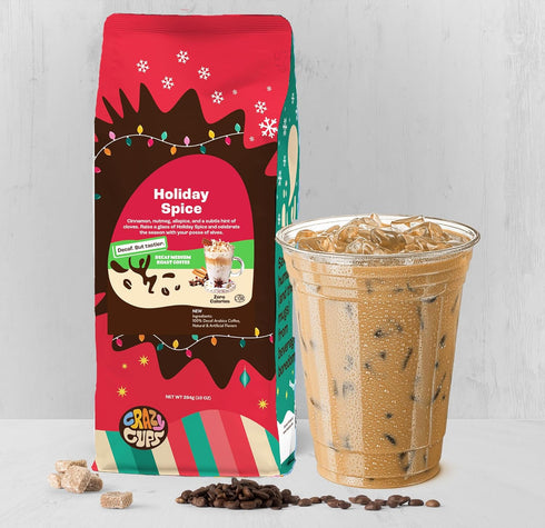 10 oz (Pack 1) Crazy Cups Flavored Ground Decaf Holiday Coffee, Decaffeinated Holiday Spice Coffee in Bag, For Brewing
