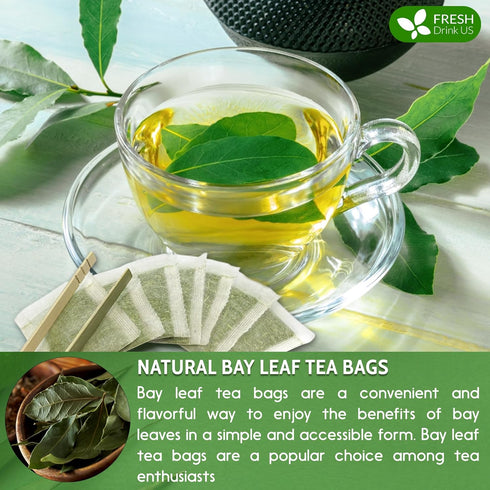 40 100% FreshDrinkUS, Premium Bay Leaf Tea Bags, Natural & Pure from Bay Leaves. Loose Leaf Bay Herbal Tea. Made