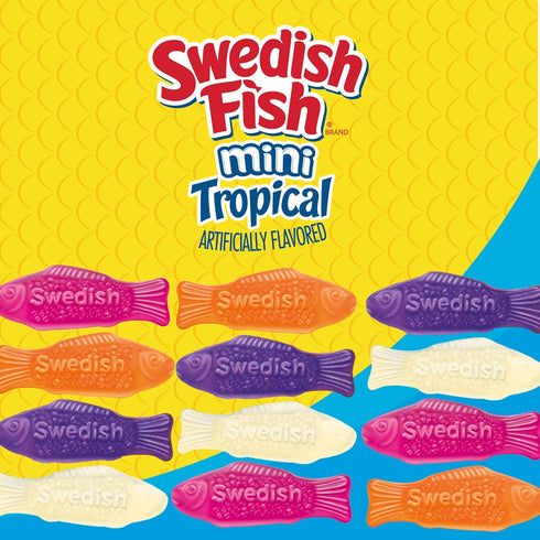 Gummy 12 8 oz SWEDISH FISH Mini Tropical Soft & Chewy Candy, Bulk Candy, - Bags