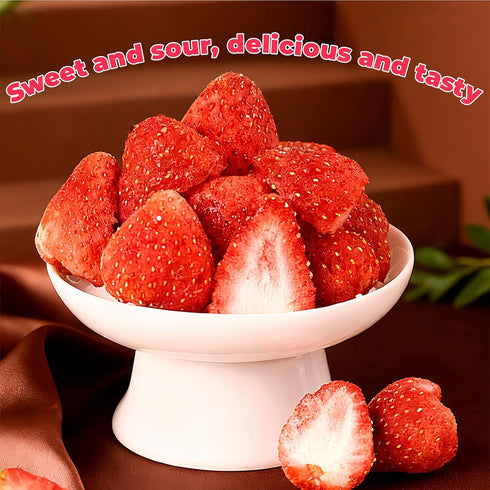 JKPDAMZ 1 450g, Ib Freeze Dried Strawberries, Whole Berry, No Added Sugar, Natural Red, Crispy Texture