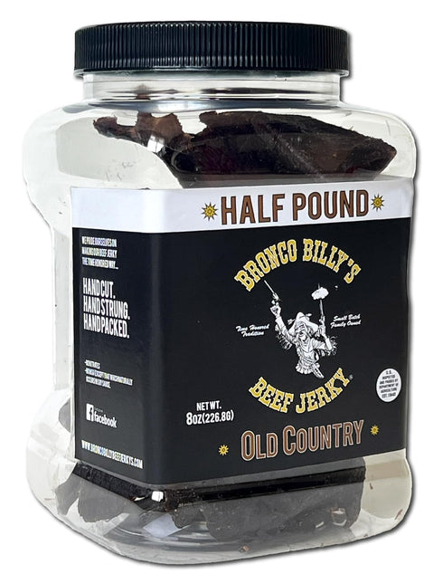 Bronco Billy's Beef Jerky Old Country Hickory Smoked Half Pound Jar -