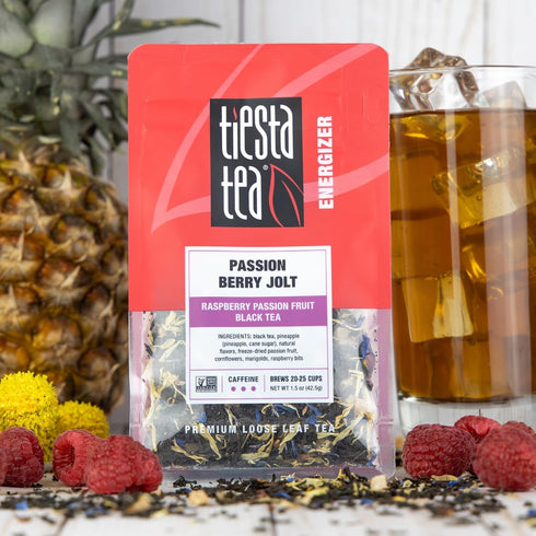 Tiesta Tea - Passion Berry Jolt, Raspberry Passion Fruit Black Tea, Premium Caffeinated Blend, 1.5 Ounce Pouch, Brews