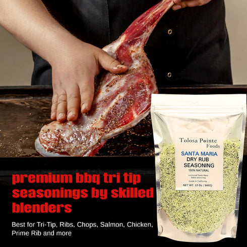 Tolosa Pointe Steak Seasoning, 12 Oz - Santa Maria, Pork Tenderloin, Prime Rib Roast, BBQ Rub, Sugar Free, Gluten Free