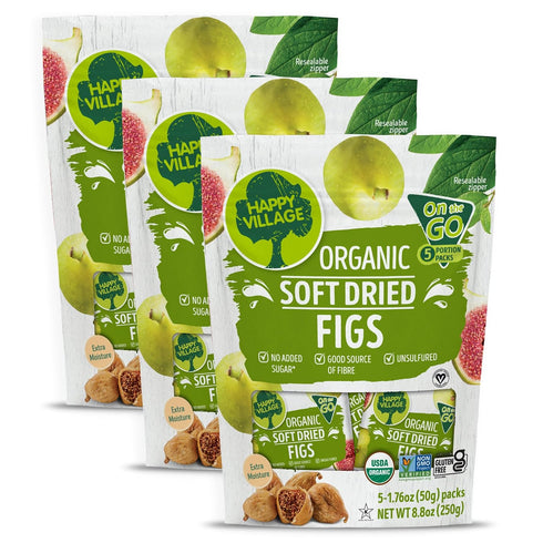 Happy Village Organic Soft Dried Figs On the Go 3 Bags (15