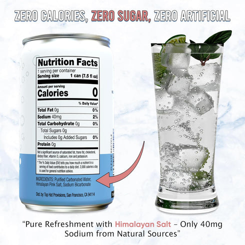 0 7.5 oz (Pack 12) Top Hat Premium Club Soda with Himalayan Salt - Ideal for Cocktails & Mocktails - No Sugar