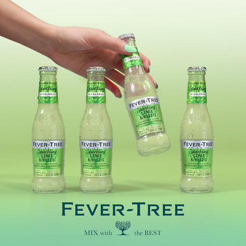 6.8 oz Pack 4 Fever-Tree Sparkling Lime & Yuzu Premium Soda Mixer for Cocktails and Mocktails, fl Bottles, of Naturally