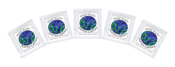 Kefir Starter Cultures - Pack of 5 Freeze-Dried Culture Sachets for Creamy Mild Milk Kefir