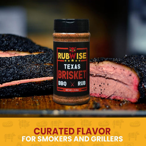RubWise Texas Style BBQ Brisket Rub (1lb) | BBQ Rub & Spices for Smoking and Grilling, Great on Brisket