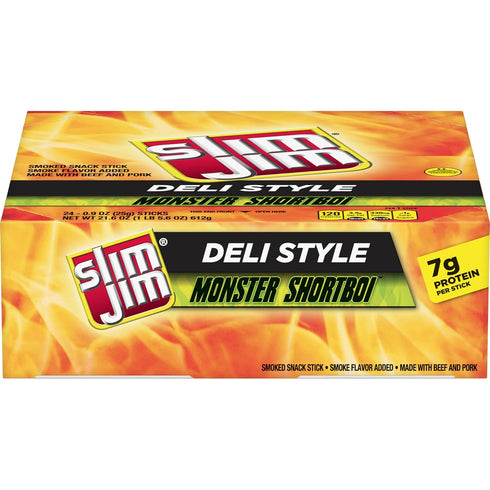 Slim Jim Monster Shortboi Smoked Meat Sticks, Deli Style Original Flavor, 7g