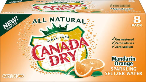 Canada Dry Mandarin Orange Sparkling Seltzer Water, 12 fl oz cans, 8