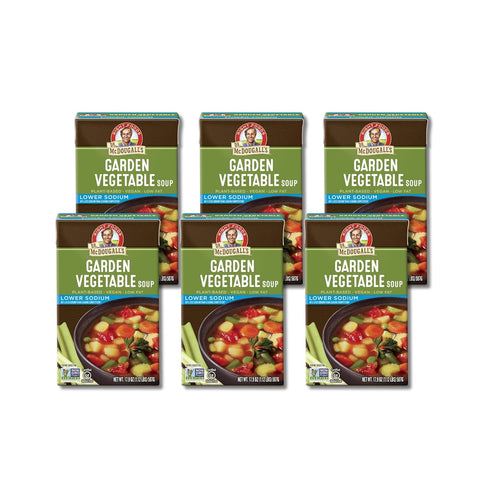 17.9 (Pack 6) Dr. McDougall's Right Foods Lower Sodium Garden Vegetable Soup, Ounce of Vegan, Gluten-Free, Non-GMO, No