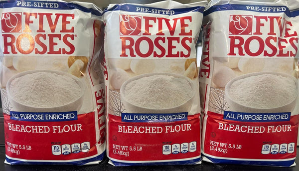 Generic Five Roses All Purpose Enriched Bleached Flour, Pre-Sifted, 5.5 lb Bags, Pack