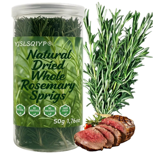 YJSLSQIYP Naturally Dried Whole Rosemary Sprigs, 7-8" Long | 1.76oz Culinary Herb for