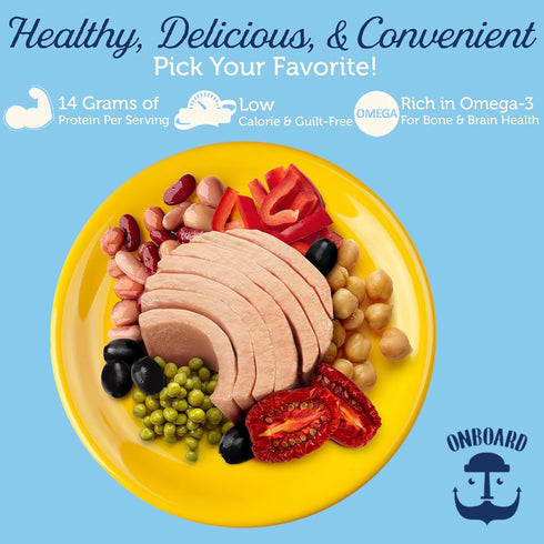 (5.64 oz, Pack 6) Onboard Ready to Eat Italian Tuna Salad - Tuna Snacks with Beans, Chickpeas, Peas & Peppers