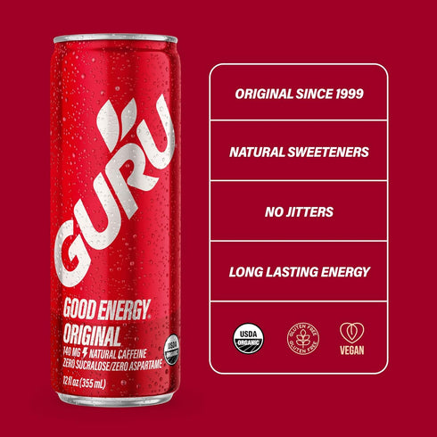 12 Guru Energy Drink Organic Energy Drink - ounces