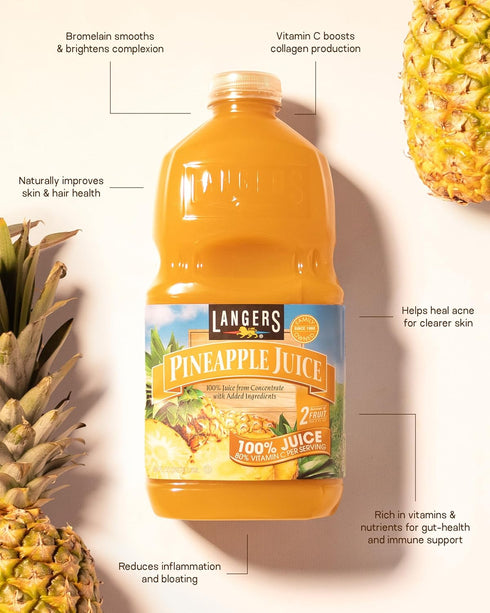 64 Oz Langer, Pineapple Juice with Vitamin C, Fl Bottle