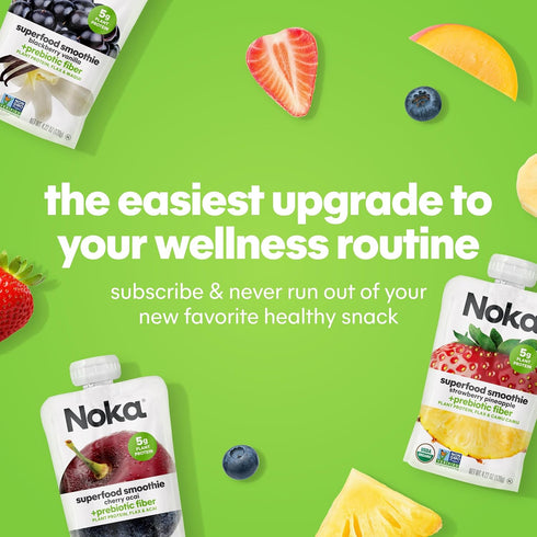 4.22 oz, 6 Count Noka Superfood Fruit Smoothie Pouches, Sweet Potato Goji, Healthy Snacks with Flax Seed, Plant Protein