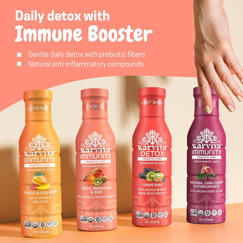 Immunity 1 3 (6 12 oz Karviva Organic Detox Juice Cleanse & Boost, Ancient Remedies for Gentle Detox & Restore