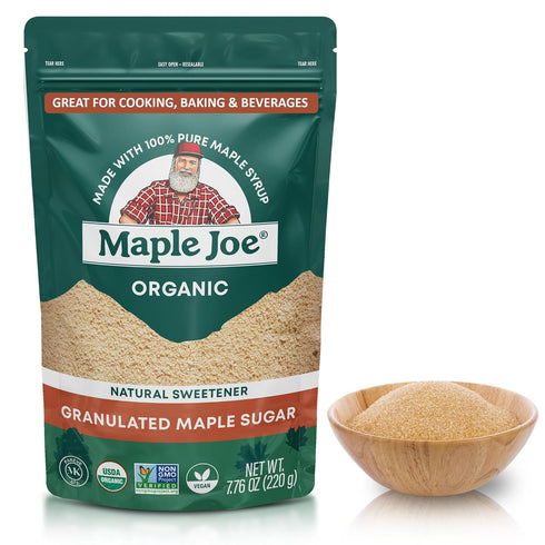 Maple Joe Organic Maple Sugar Granulated, Made With 100% Grade A Organic Maple Syrup.