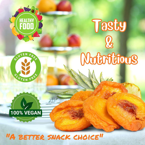 2 Lbs Dried Peaches by It's Delish, Bulk Bag | Naturally Sweet Fancy Peach Halves Slices, No Sugar Added, Dried Fruit