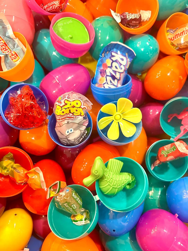 Unique Shopper Pre-Filled Plastic Easter Eggs with Candy and Toy,100ct Colorful Assorted Eggs for