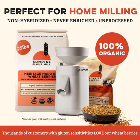 (80 (Pack 2)) Sunrise Flour Mill Heritage Organic Whole Wheat Flour & Hard Red Wheat Berries Ounce of - Non-GMO