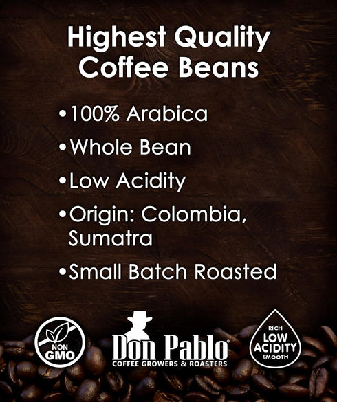 2 LB Cafe Don Pablo Gourmet Coffee Classic Italian Espresso Medium Dark Roast Whole Bean Coffee