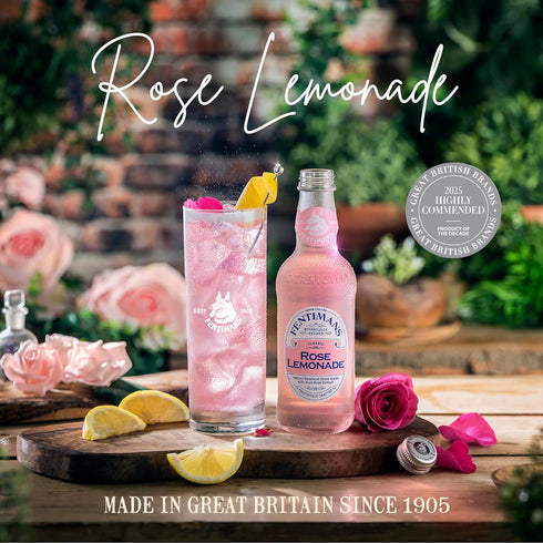 9.3 Oz (Pack 3) Fentimans Sparkling Rose Lemonade - Sparkling Pink Lemonade with Natural Ingredients & Pure Rose