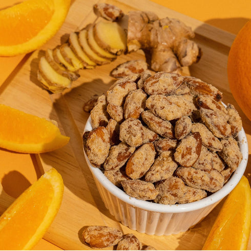 1oz, 8 Pack Earthside Farms Orange Ginger Almonds Low Sugar, Keto-Friendly Candied Almonds Gluten-Free Vegan Snack