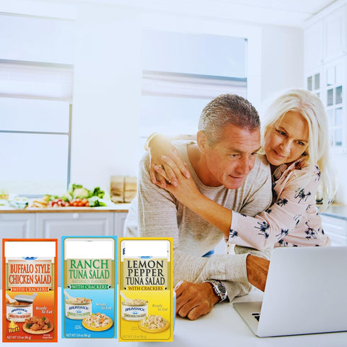 Generic 3 Summer 3oz Pack 12 Everyday Necessiteez Salad with Crackers Kit Flavors Lemon Pepper, Buffalo Style Chicken