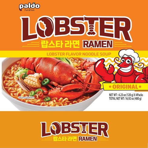 110g 3.88 oz (Pack 6) Paldo Fun & Yum Lobster Instant Big Cup Noodles with Soup, Lobster Seafood Flavor Based Broth