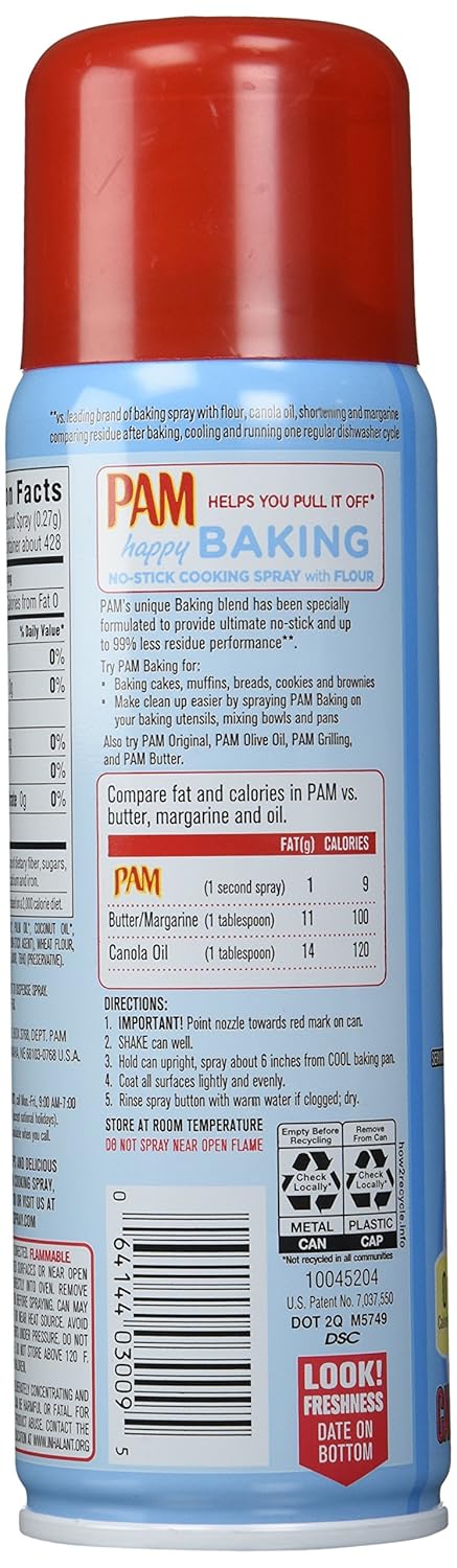 PAM Baking Spray with Flour 5 fl oz PACK, 15 Ounce, (Pack of 3)