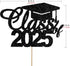 Graduation Party Cake Topper, Class of 2025 Cake Decoration for Graduation Ceremony (Black)