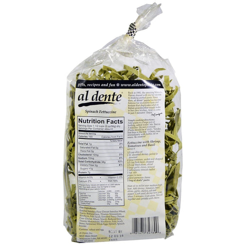 12 oz (341 g)(Pack 2) Al Dente Pasta, Spinach Fettuccine Noodles