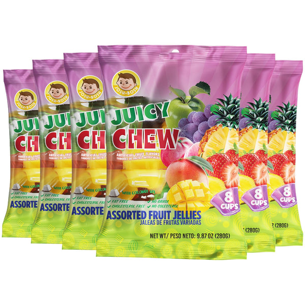 Pocas Josh Bosh Juicy Chew Assorted Fruit Jellies 6-Pack Various Fruity Flavors, 8