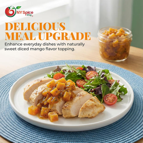 SO2-5 NY Spice Shop Dried Mango Diced with Pound Dehydrated Mangos Dice Fruit Snacking - Dried Mango cubes for Baking