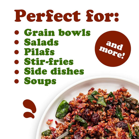 6 Food to Live Red Rice, Pounds Whole Rice, Nutty Flavor, Soft Texture, Non-Sticky, Vegan. Good Source of Protein