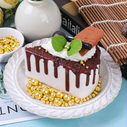 130g/4.6oz, Gold Sprinkles for Cake Decorating, Pearl Sugar in Mix Sizes Baking Cupcakes, Donuts, Macarons Baking