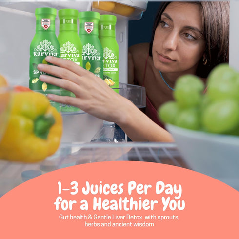 (6 12 oz Karviva Organic Juice Cleanse for Liver Detox & Hormone Health - Ancient Remedies with Broccoli Sprouts, Aloe