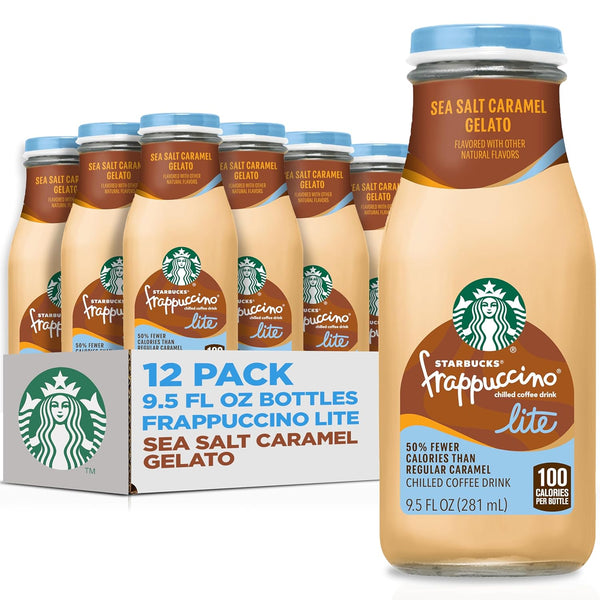 Starbucks Frappuccino Lite, Sea Salt Caramel Gelato, 9.5 Fl Oz Bottles (Pack