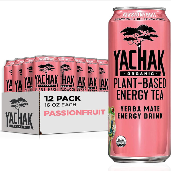 Yachak Yerba Mate Drink, Passionfruit, 16 Fl Oz (Pack of 12)