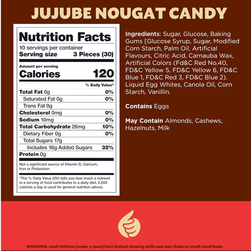 30 Count, 11-Ounce Pack Jujube Nougat Candy | | Classic Treat with Fruit Jelly Pieces | Individually Wrapped Chewy