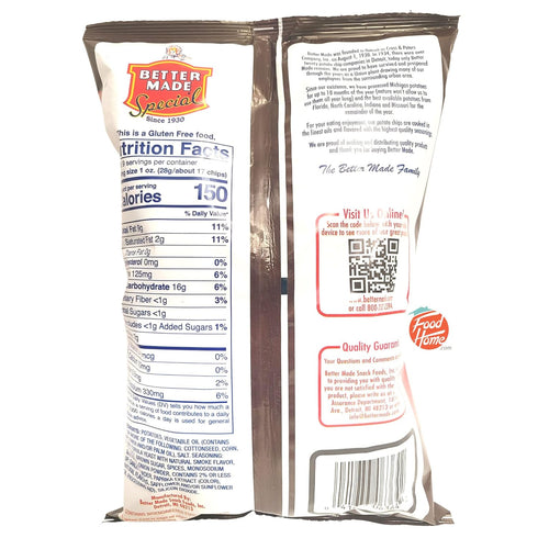 8.5-ounce Better Made Family Size southern style sweet heat bbq flavor potato chips bag