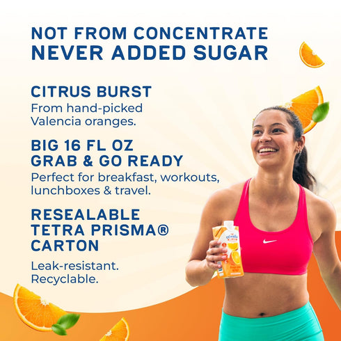 100% 16 oz (12 Pack) Odwalla Pure Orange Juice No Pulp Hand-Picked OJ Juice - Vitamin C - No Sugar Added, No Artificial