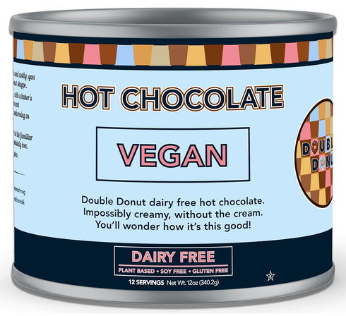 Double Donut Coffee Dairy Free Hot Chocolate Mix, Non Dairy Instant Vegan