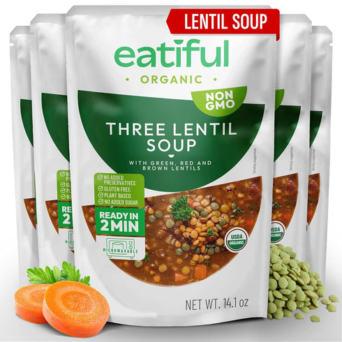 EATIFUL Lentil Soup, Made With Organic Vegetables, Lentil Soup With Green, Red