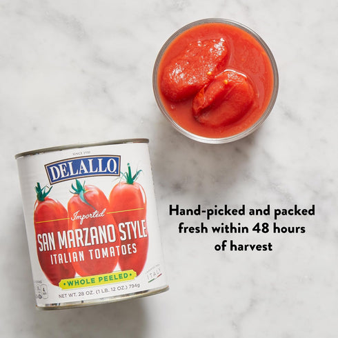 28 3 Pack, Packed DeLallo San Marzano Style Whole Peeled Tomatoes, Ounce Can, Non-GMO, Italian Plum Tomatoes in Rich