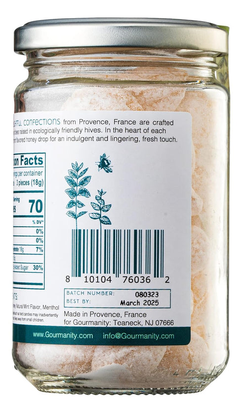 7oz Gourmanity Honey Drops Mint Candy, Cooling Mint Flavored Liquid Honey, Soothes your Palate, Ideal Hostess