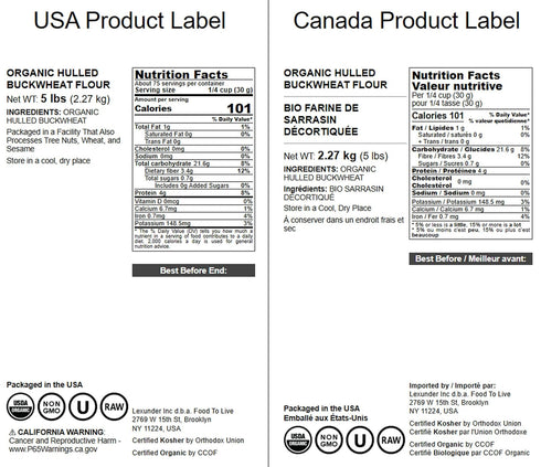 5 Food to Live Organic Hulled Buckwheat Flour, Pounds Non-GMO, Finely Milled Raw Groats, Kosher, Vegan Powder. Good